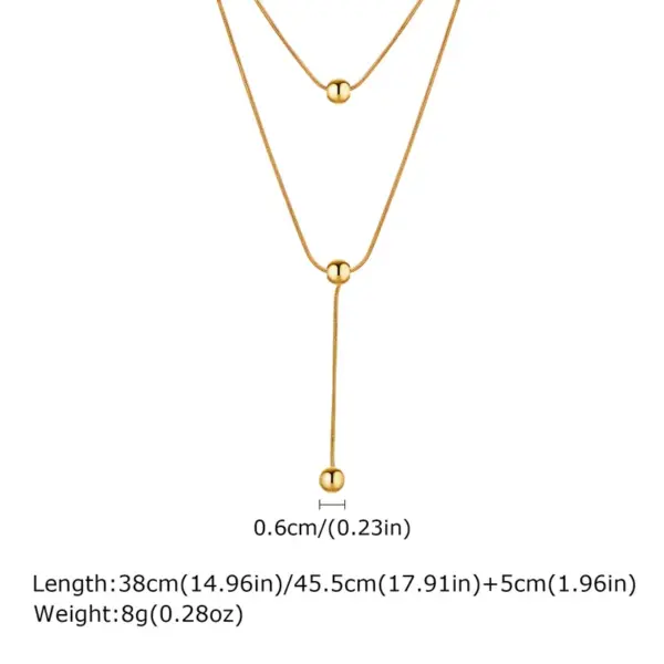 Wholesale PVD Coated Real Gold Plated 18K Gold Solid Color 201 Stainless Steel Elegant Streetwear IG Style Waterproof Non Tarnish 201 Stainless Steel Double Layer Necklaces