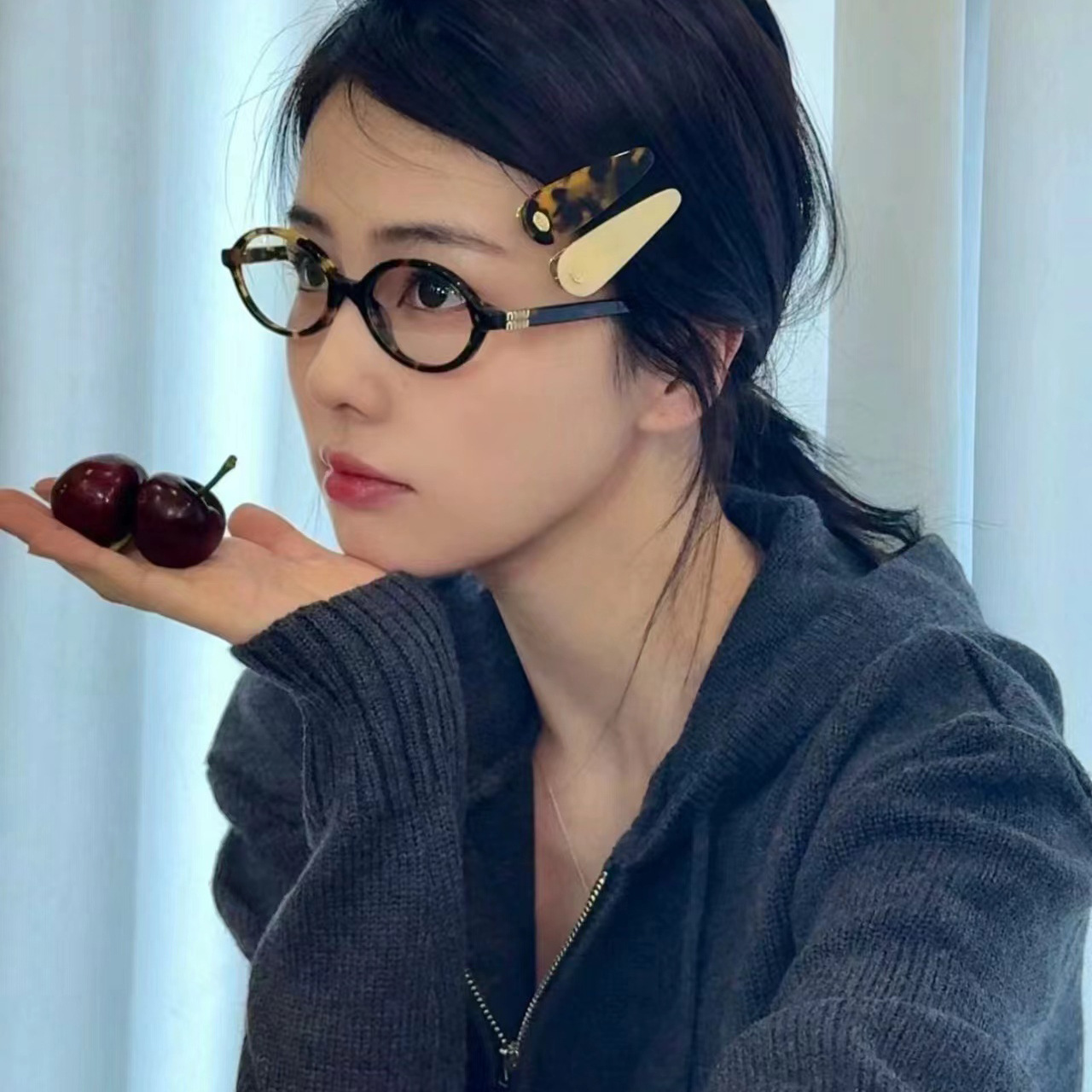 Wholesale Fashion Hot Style Zhang Yuanying's Same Style larized Sunglasses for Women, High-End 2021 Anti-Blue Light Nerd Glasses Can Be Worn with Glas