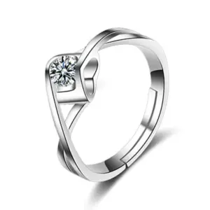 08 Creative Heart-Shaped Open Ring / Adjustable Opening
