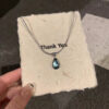 Wholesale Mermaid's Tears ~ Elegant Niche All-match Blue Water Drop Pendant Necklace Women's Fashion Light Luxury High-end Clavicle Chain