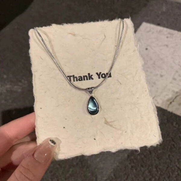 Wholesale Mermaid's Tears ~ Elegant Niche All-match Blue Water Drop Pendant Necklace Women's Fashion Light Luxury High-end Clavicle Chain