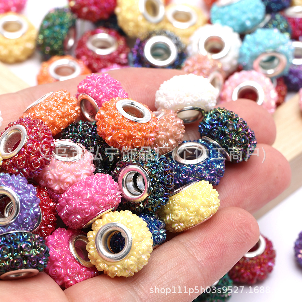 Wholesale Colored beads big hole loose beads forr flower colorful AB resin Panjia bracelet DIY beaded jewelry aessories factory outlet