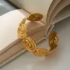 PVD Coated Real Gold Plated Solid Color 316 Stainless Steel Vacation Simple Style Waterproof Non Tarnish 316 Stainless Steel Bangle