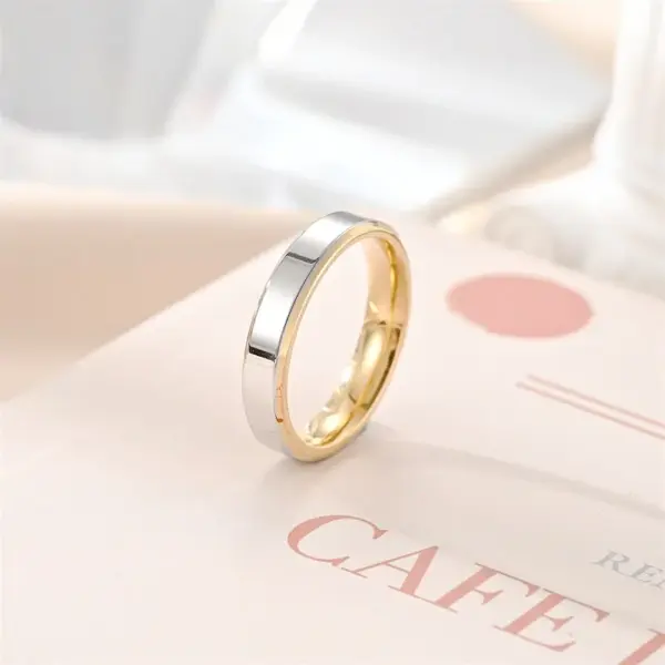 Wholesale PVD Coated Real Gold Plated 18K Gold Color Block Stainless Steel Simple Style Waterproof Non Tarnish Rings