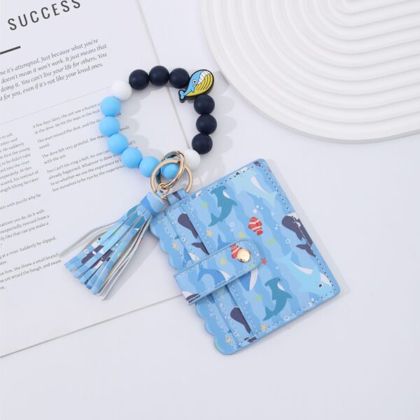 Wholesale Cardholder keychain PU tassel print animal keychains