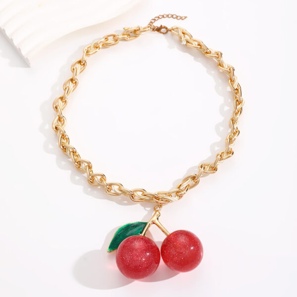 Wholesale Exaggerated red cherry fruit pendant