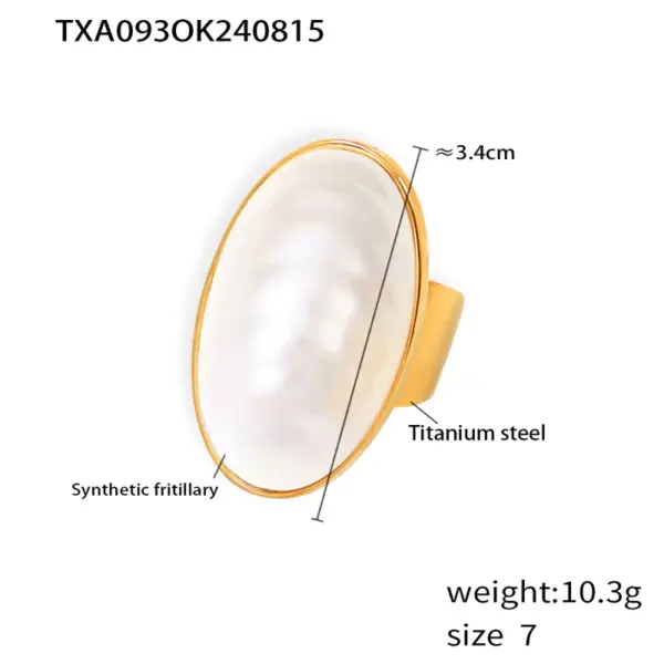 Wholesale 304 Stainless Steel Geometric PVD Coated Fritillary Real Gold Plated Elegant Classical Simple Style Waterproof Non Tarnish Inlay Rings Earrings Necklace