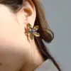 Wholesale Real Gold Plated 316 Stainless Steel PVD Coated Flower Waterproof Non Tarnish Casual Modern Style Commute Ear Studs For Women's