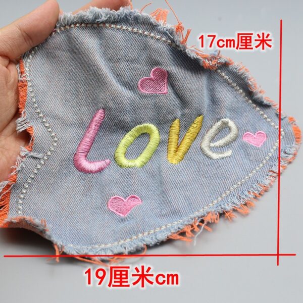 Wholesale Denim Tassel Edge Letter Cloth Sticker Patch Embroidery Cloth Sticker Clothing Bag Hand-stitched Decorative Cloth Sticker DIY Accessories