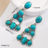 Wholesale Cross-border explosions independent station exaggerated turquoise earrings retro fashion new geometric multi-layer long earrings