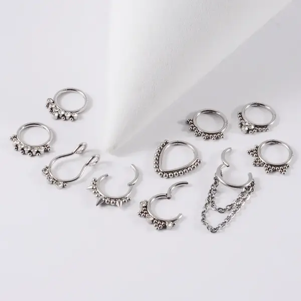 Wholesale 1 Piece Nose Rings & Studs Hip-Hop Round 304 Stainless Steel Rhinestone Copper Plating Rhinestones Zircon Nose Pin