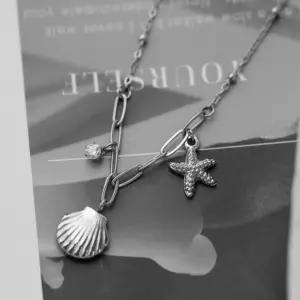 4 [Ah233] Starfish Shell Necklace / Steel Color