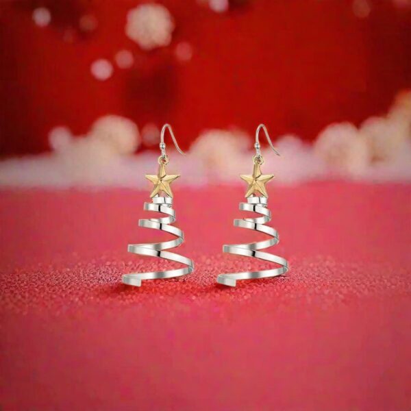 oly-be4de06ba2c981128401aa3ee9397973 Wholesale silver Rotating Christmas Tree Earrings