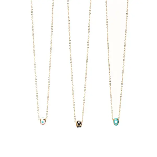 Wholesale New Copper Dripping Oil Eye Pendant Female Gold-plated Necklace Turkish Devil Eye Necklace Cross-border Wholesale