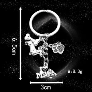 Ancient silver dachshund dog dog bone keychain-LS66-8.3g