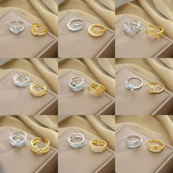 Wholesale Copper 18K Gold Plated Simple Style Shiny Plating Snake Rings