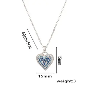 342 Blue Diamond Love Necklace / Silver