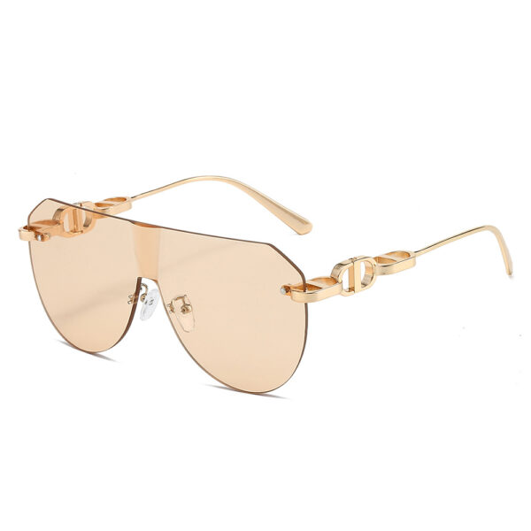 Wholesale New Metal Personalized Men's Sunglasses, High-End Cross-Border Frameless Fashionable Anti-Uv Trendy Sunglasses for Women Gold