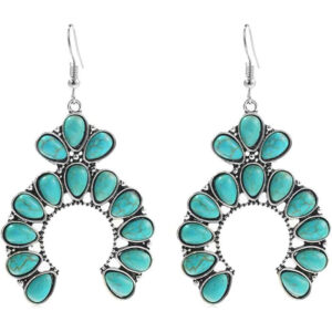 oly-be5b559b9405fa2ea45e3c1c0522e881 Wholesale European and American Cross-border Horseshoe Fan-shaped Acrylic Turquoise Earrings Alloy Vintage Bohemian Ethnic Style Earrings