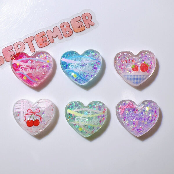 oly-be5c89bc653a64ee0947fee2179922fd Wholesale 10pcs Resin DIY Accessory Shoe Buckle with Sequins, Cherry, and Heart Design