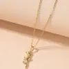 Wholesale PVD Coated Real Gold Plated 18K Gold Rose 304 Stainless Steel Elegant Waterproof Non Tarnish 304 Stainless Steel Pendant Necklace