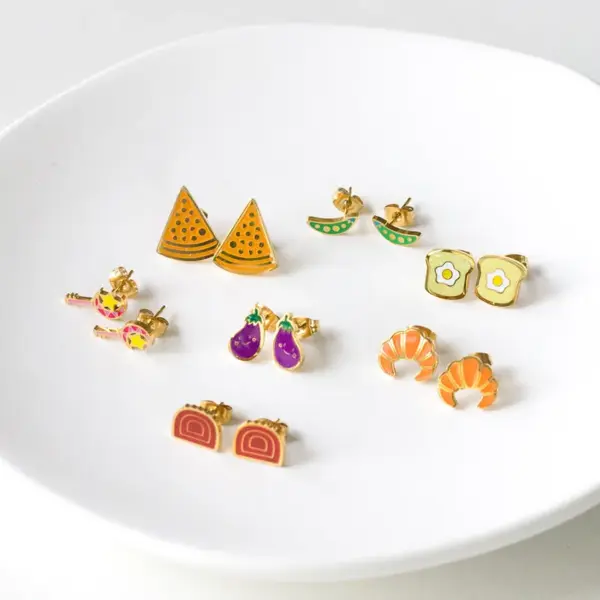 Wholesale 1 Pair Halloween Cute Pumpkin Pineapple Stainless Steel Ear Studs