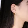 Wholesale PVD Coated 18K Gold Real Gold Plated Solid Color 201 Stainless Steel Fashion Waterproof Non Tarnish Earrings