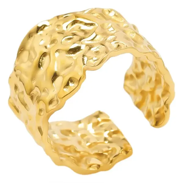 Wholesale PVD Coated Real Gold Plated 18K Gold Solid Color 304 Stainless Steel Simple Style Classic Style Waterproof Non Tarnish Rings