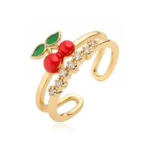 Gold Double Layer Cherry Ring