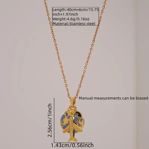 Wholesale 304 Stainless Steel Plastic Copper Earth Travel Ion Plating (IP) 18K Gold Plated Vintage Style Classic Style Cable Chain Pendant Necklace