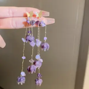 39# Silver Needle-Gold-Purple Flower Tassel