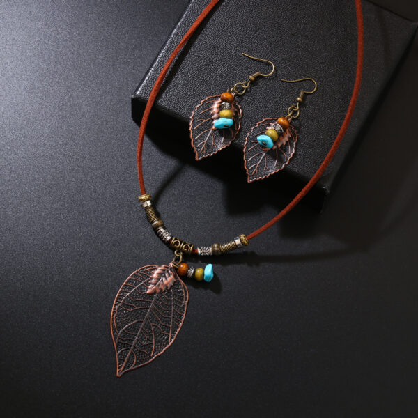 oly-be777fb54841a9b1d0590b5181289506 Wholesale Vintage Bohemian Leaf Earring and Necklace Set