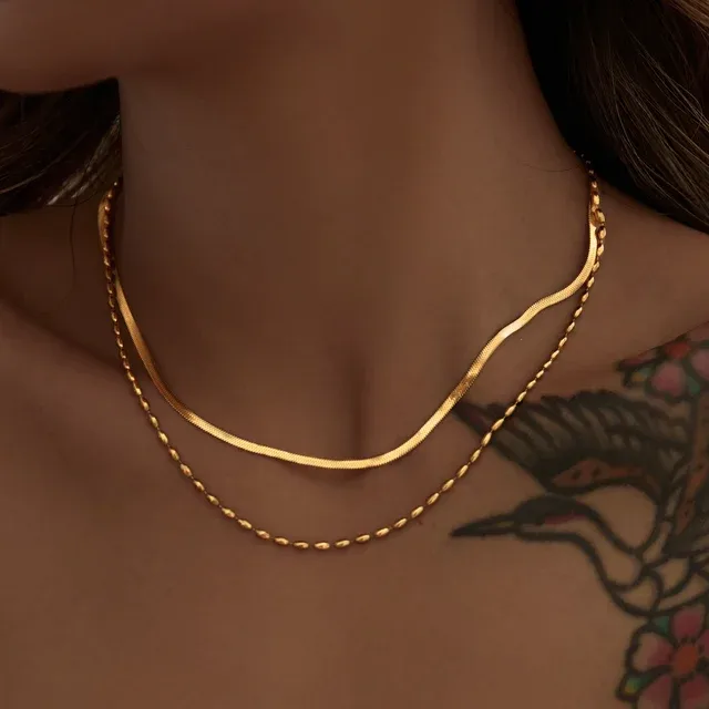 Wholesale Ion Plating (IP) 18K Gold Plated Necklace 304 Stainless Steel Basic Commute Waterproof Non Tarnish 304 Stainless Steel Lobster Trigger Clasp