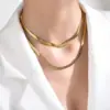 Wholesale PVD Coated Real Gold Plated Solid Color 201 Stainless Steel INS Style Retro Simple Style Waterproof Non Tarnish 201 Stainless Steel Necklace