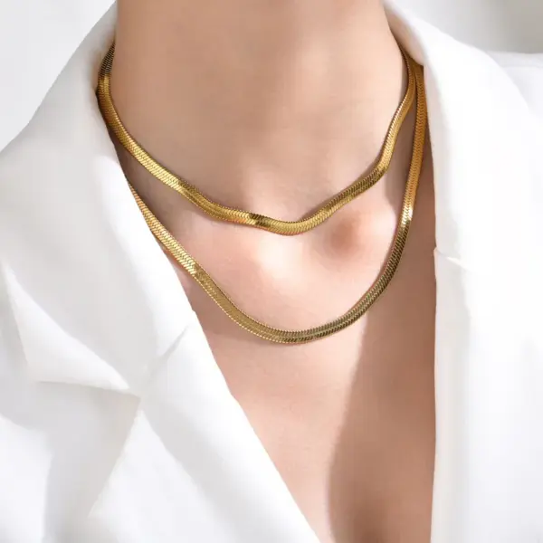 Wholesale PVD Coated Real Gold Plated Solid Color 201 Stainless Steel INS Style Retro Simple Style Waterproof Non Tarnish 201 Stainless Steel Necklace