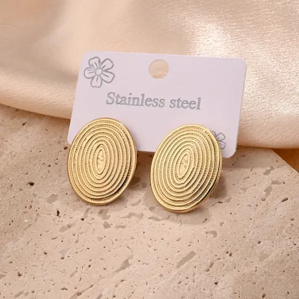 Wholesale 1 Pair/Package Casual Modern Style Irregular Oval Polishing Plating 201 Stainless Steel 18K Gold Plated Earrings
