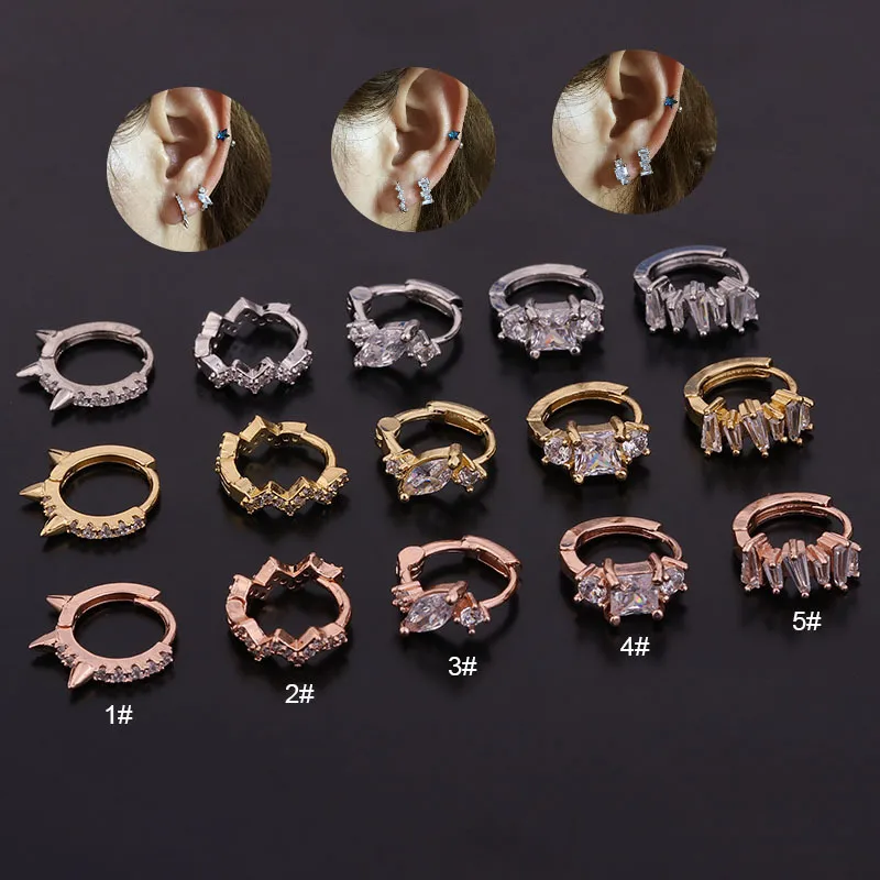 Wholesale Ear Cartilage Rings & Studs Geometric Copper Inlaid Zircon
