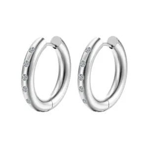 4*16 White Diamond Earrings / Steel Color