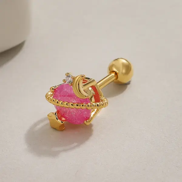 Vintage Micro-set Zircon Butterfly Flower Feather Heart Copper Screw Earrings