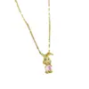 Wholesale Fashion Rabbit Titanium Steel Copper Inlay Artificial Diamond Pendant Necklace