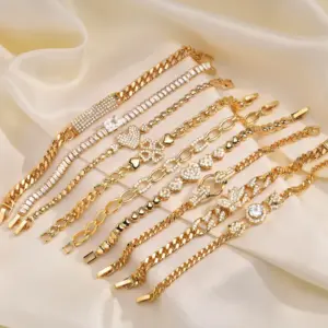 Copper Gold Plated Vintage Style Plating Inlay Heart Shape Butterfly Rectangle Zircon Bracelets