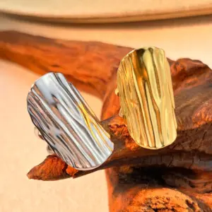 PVD Coated Real Gold Plated 18K Gold Solid Color 304 Stainless Steel Casual Retro Classic Style Waterproof Non Tarnish Open Rings