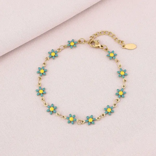 Wholesale Water Plating 18K Gold Plated Flower Stainless Steel Basic 304 Stainless Steel Bracelets