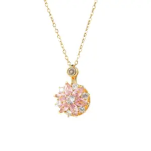 X3914 Pink Flower Necklace