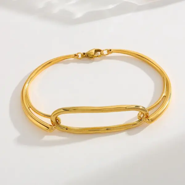 Wholesale PVD Coated Real Gold Plated Color Block 304 Stainless Steel Simple Style Classic Style Waterproof Non Tarnish 304 Stainless Steel Bracelets