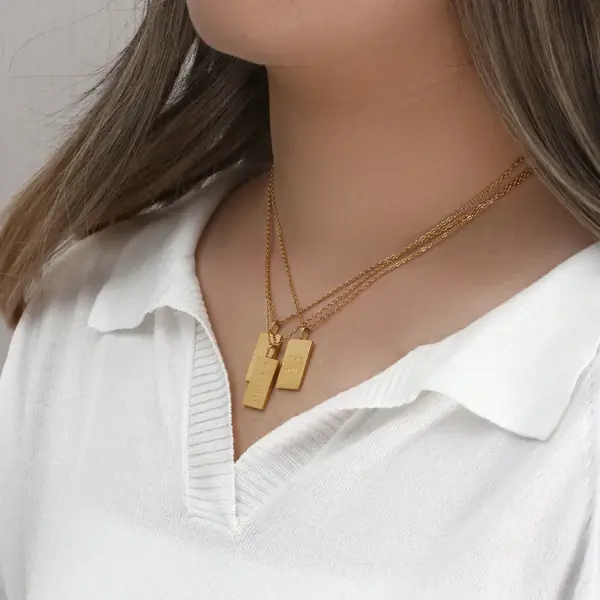 Wholesale Jewelry Retro Letter Square 304 Stainless Steel 18K Gold Plated Plating