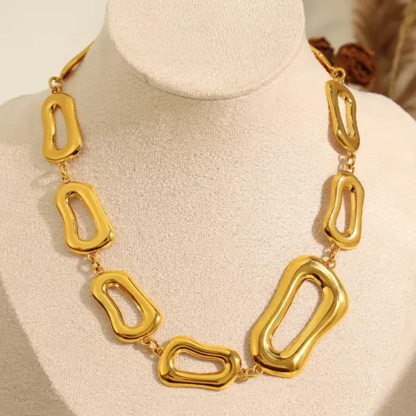 Wholesale Ion Plating (IP) Real Gold Plated 18K Gold Geometric Solid Color 304 Stainless Steel Elegant Waterproof Non Tarnish Bracelets Necklace