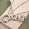 Wholesale Jewelry Casual Sweet Simple Style Round Stainless Steel 18K Gold Plated Polishing Plating Square Pearl Chain Earrings Necklace Jewelry Set