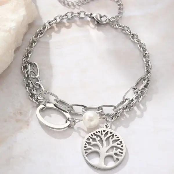 Wholesale Modern Style Classic Style Life Tree 304 Stainless Steel Stainless Steel Bracelets In Bulk