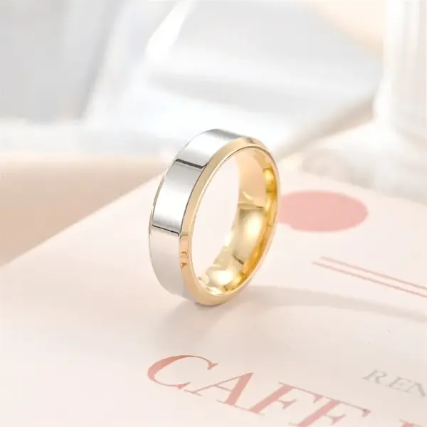 Wholesale PVD Coated Real Gold Plated 18K Gold Color Block Stainless Steel Simple Style Waterproof Non Tarnish Rings